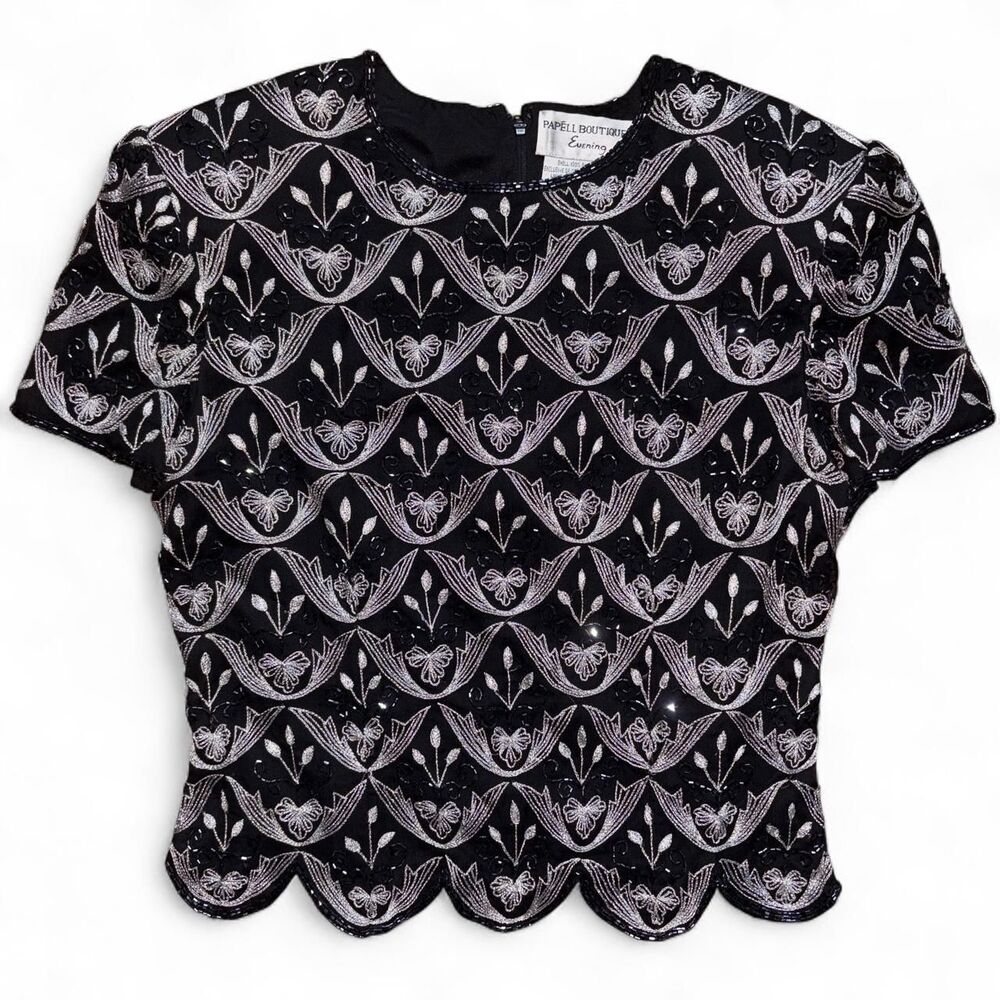 Adrianna-papell Women's Black and Silver Blouse